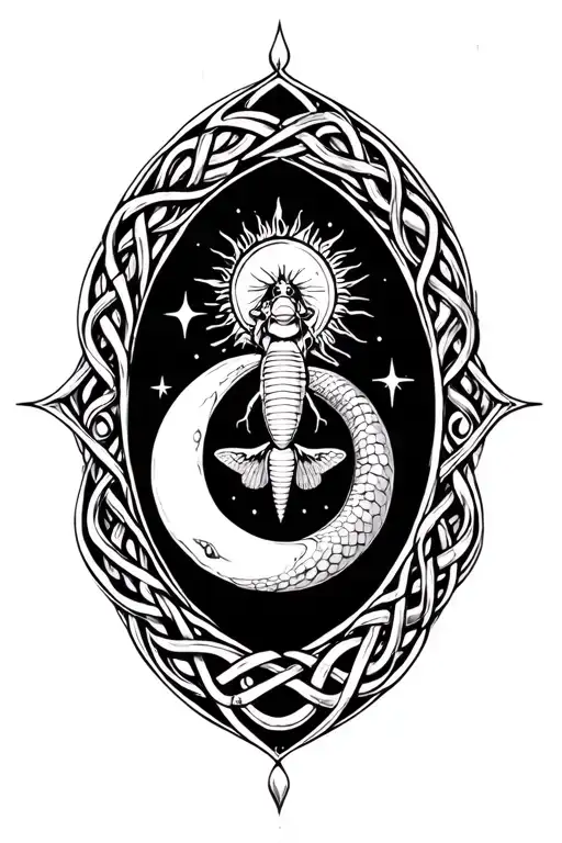 Hour Glass Moon Sun Stars Snake Celtic Knot Moth