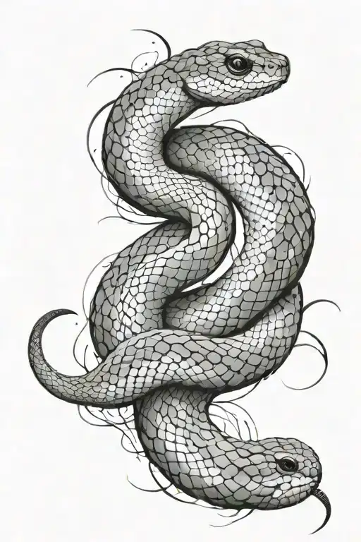 Watercolor Abstract Black Snake