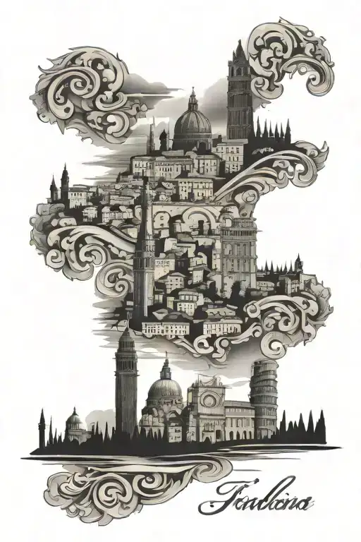 Italian Landmarks Skyline Celebrating A 25Th Anniversary