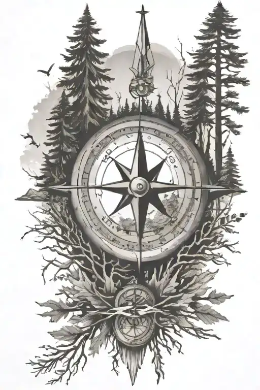 Woods Trees Compass
