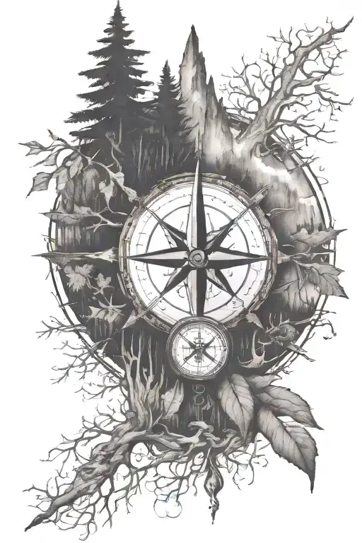 Woods Trees Compass