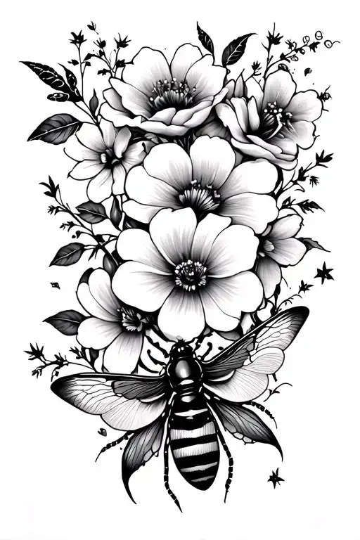 Floral Sleeve With Insects