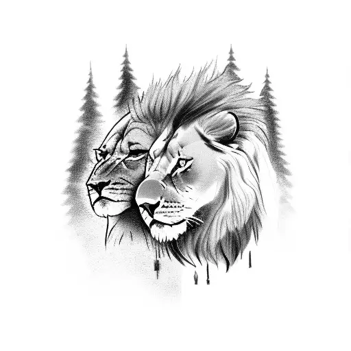 Boy Walking Lion On Leash