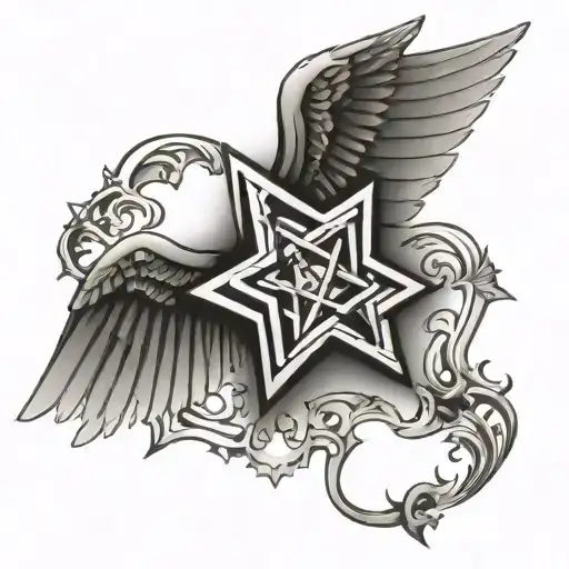 Magen David Symbol With Wings Spread