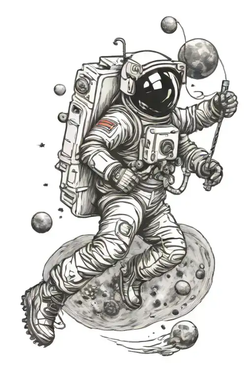 Astronaut Swinging On The Moon Phases