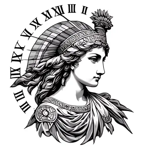 Roman Numerals And Athena Greek Goddess