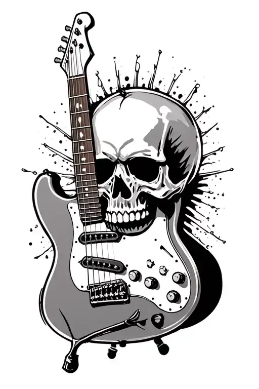 Skull And Electric Guitar