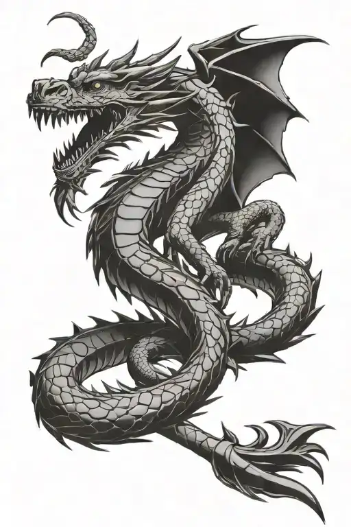 Dragon Wrapped Around Dagger Spine