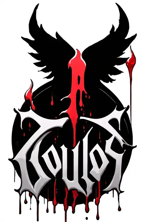 Doulos In Gothic Writing With Blood Running Down Each Letter