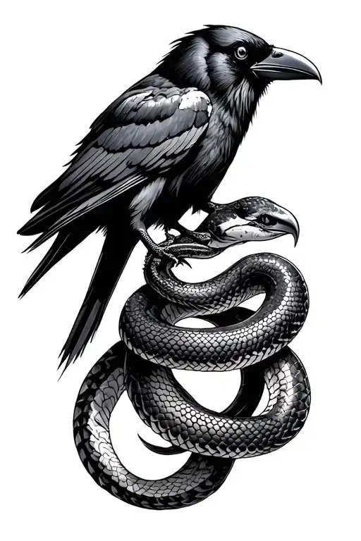 Crow Holding Snake