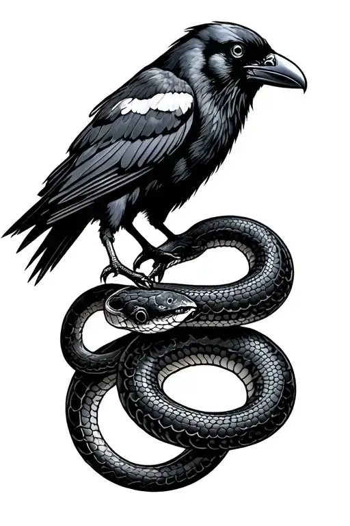 Crow Holding Snake