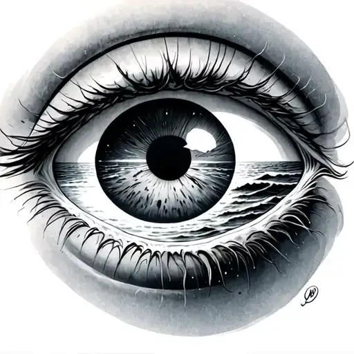Eyeball With Ocean Scene Inside Of It