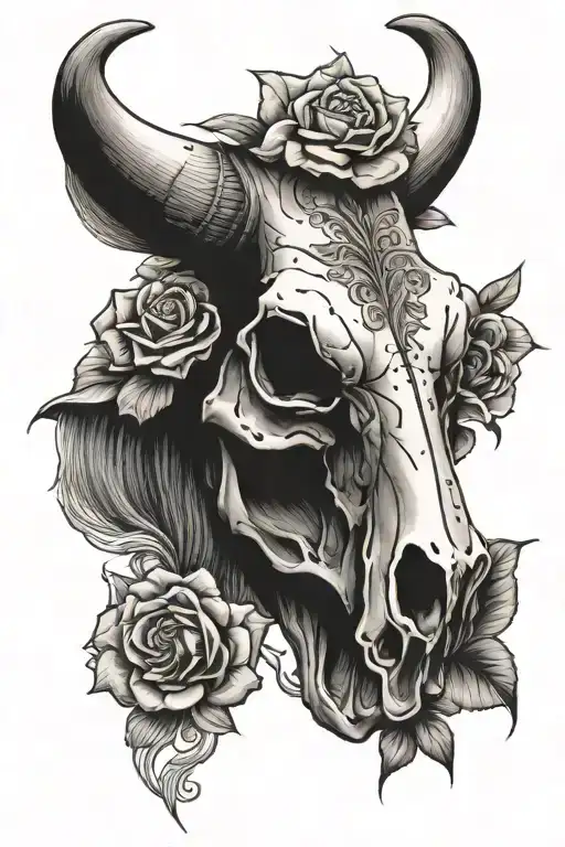 Cow Skull And Flower