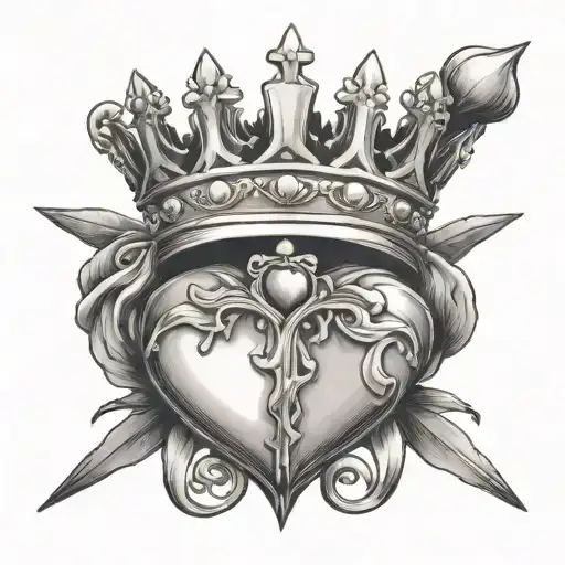 Sacred Heart Crown King Queen Crown Intertwined Cross Eternal