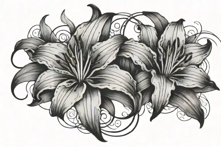 Two Lily Flower With Name Intertwined