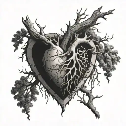A Carton Heart Hanging From A Dead Tree