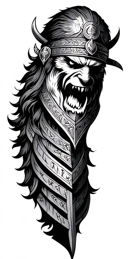 Viking Lines With Runes