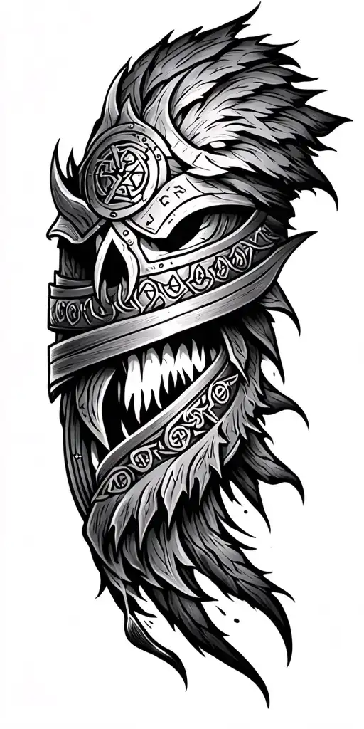 Viking Lines With Runes