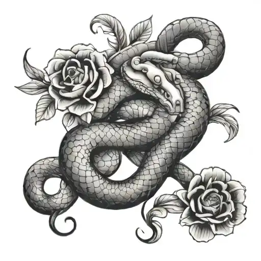 Snake And Flowers