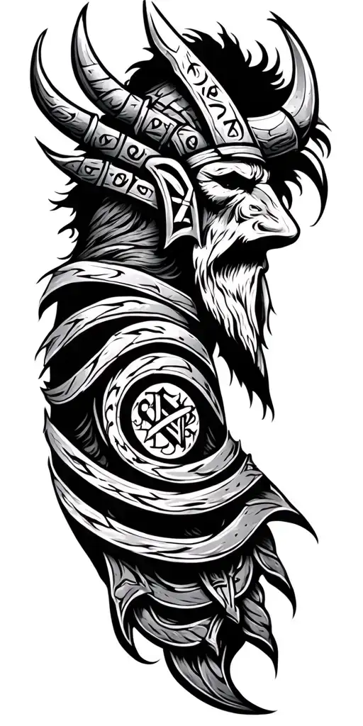 Viking Lines With Runes