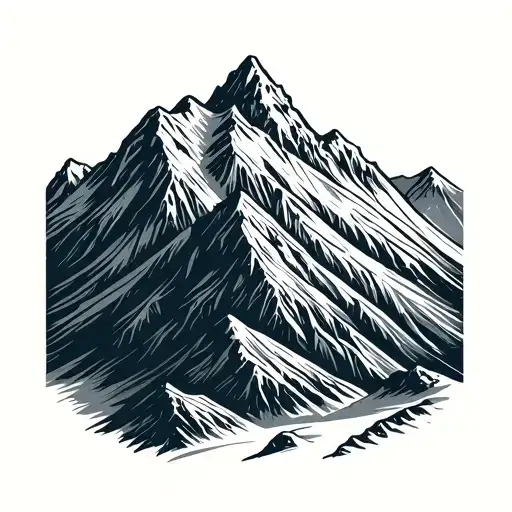 Mountain Linear Vector Drawing