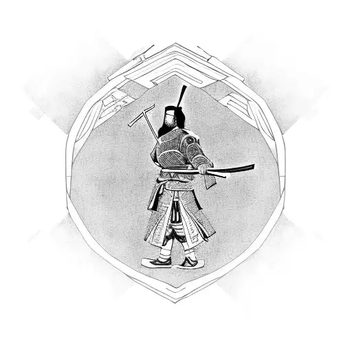 Samurai Making Golden Spiral With His Katana