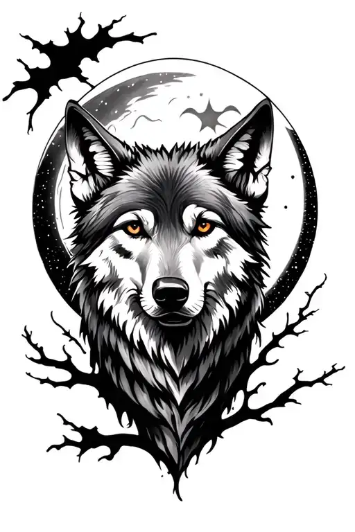 Wolf And Moon