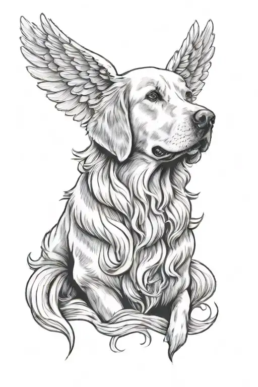 A Golden Retriever With An Angel Halo On Its Head