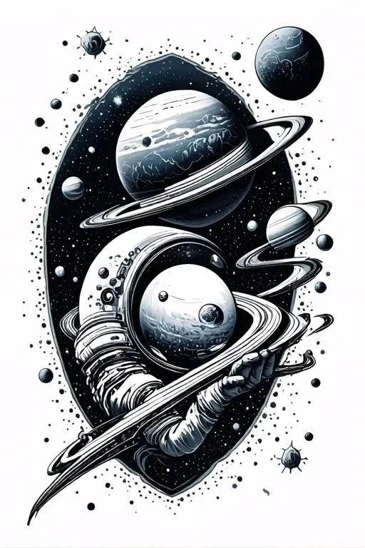 Outerspace Sleeve With Minimal Line Art