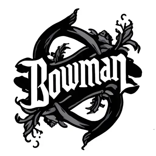 The Word Bowman In Royal Font Surrounded