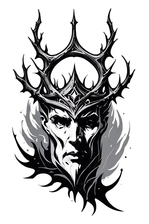 Abstract Cybersigilism Design Incorporating Christian Thorn Crown