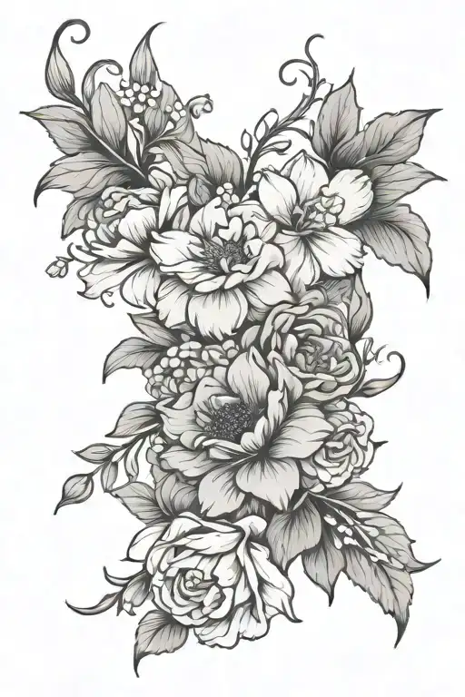 Jan Feb June September Birth Flowers Intertwined