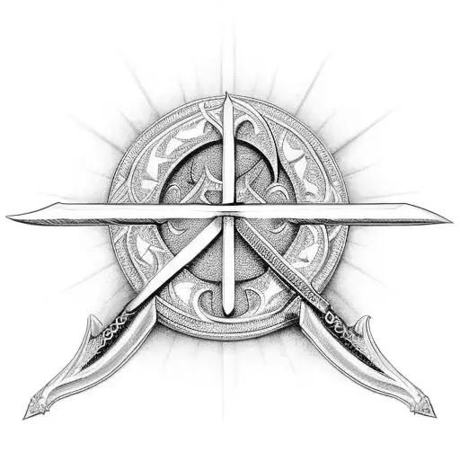 A Sword With Intricate Christian Symbols As The Hilt