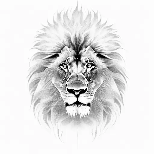 A Black And Grey Portrait Of A Lion With A Background Of Swirling Smoke