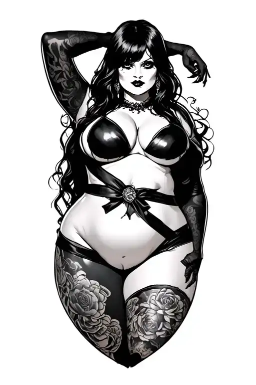Chubby Slutty Goth Girl Nude Full Body Pose