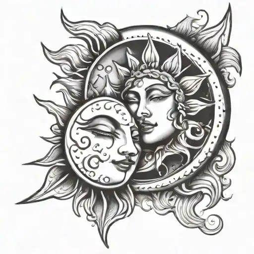 Sun And Moon Kissing Each Other