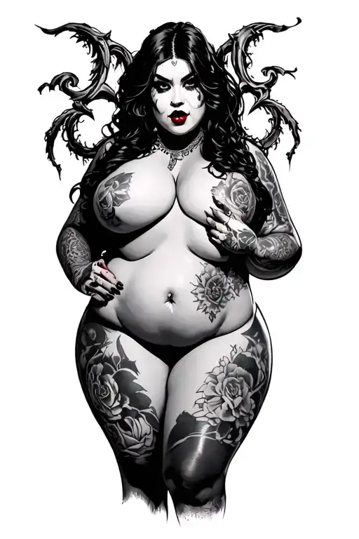 Chubby Slutty Goth Girl Nude Full Body Pose