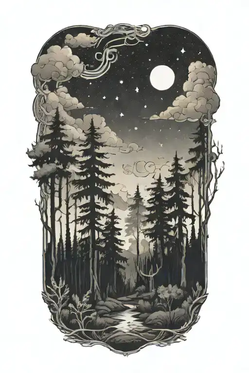 Dark Forest Filled Night Sky