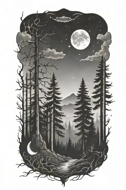 Dark Forest Filled Night Sky