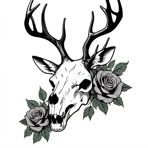 Deer Skull And Roses