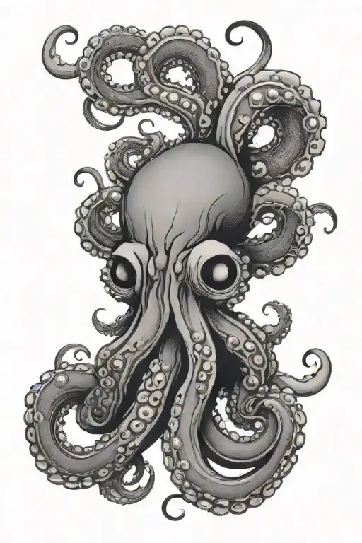 Japanese Tatoo Flower Octopus Wrapped