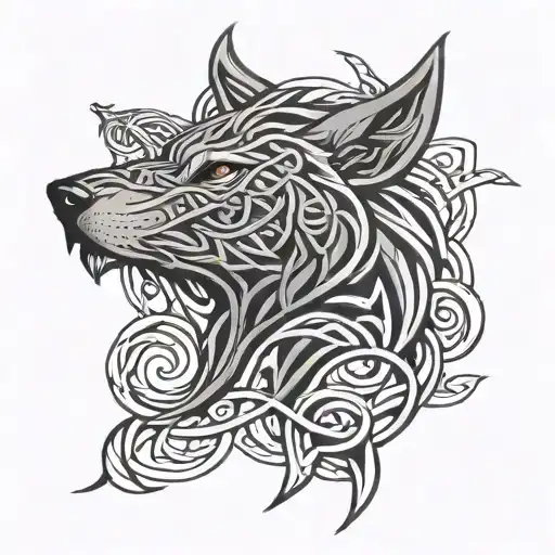 Celtic Wolf Head With Celtic Love Knot Symbol