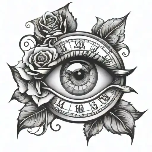 Eye Clock Rose Intertwined