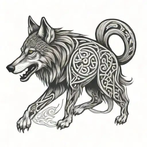 Irish Wolf On Celtic Design