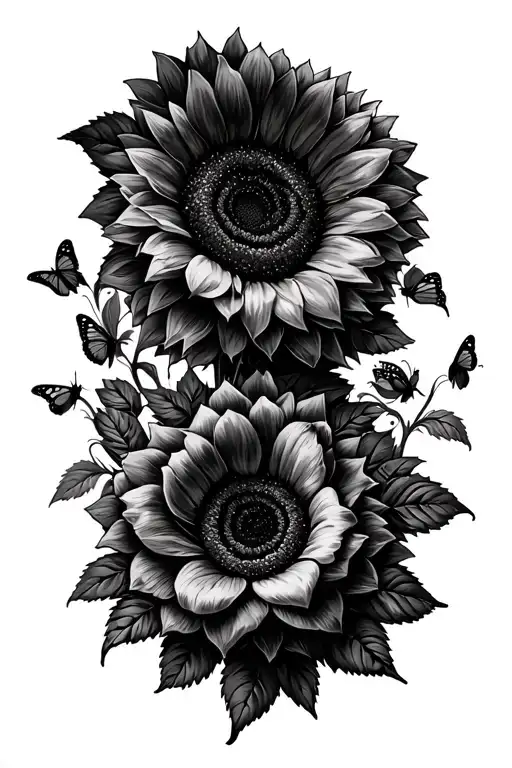 Sunflowers And Roses Butterfly