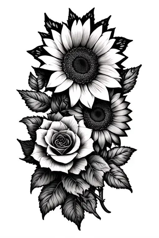 Sunflowers And Roses Butterfly