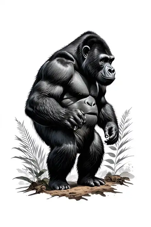 Bear And Silverback Gorilla