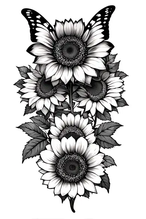 Sunflowers And Roses Butterfly