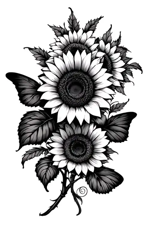 Sunflowers And Roses Butterfly