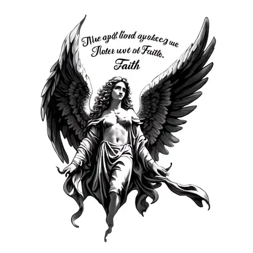 Black Angel With Faith Text